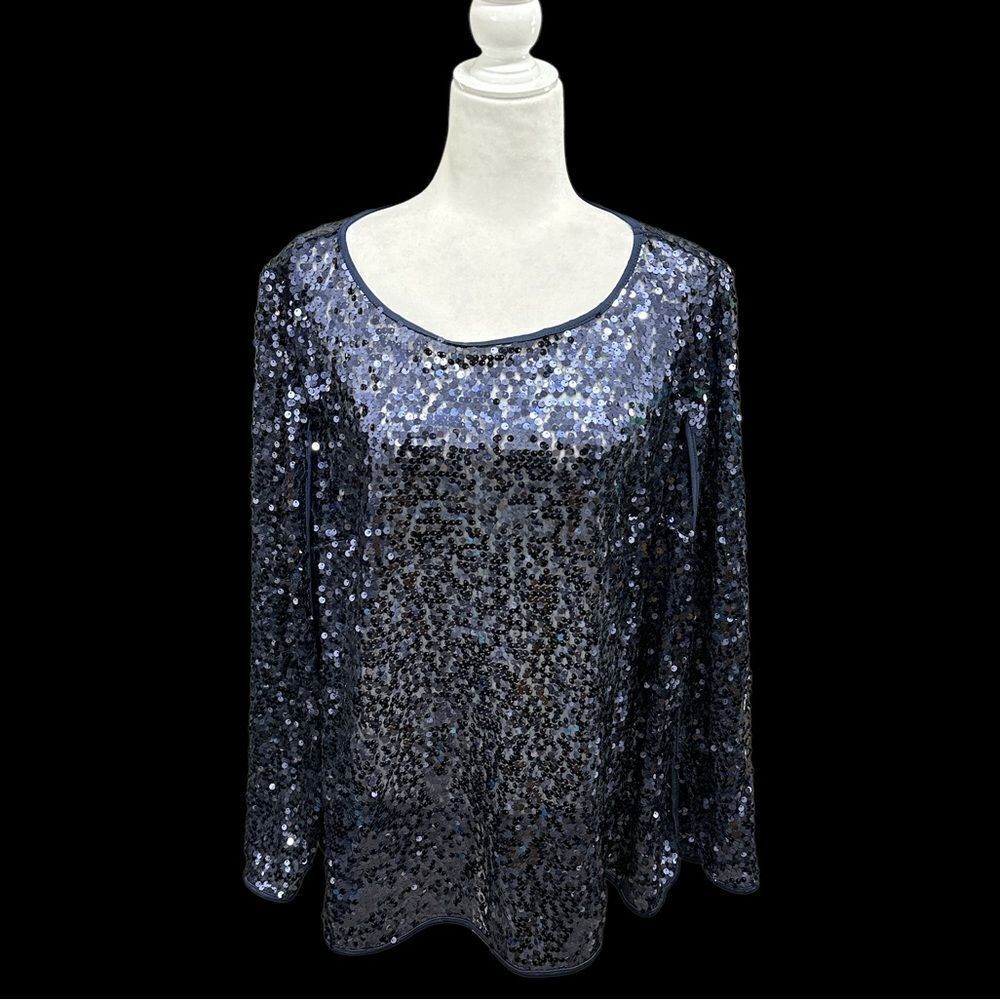 Luxe royal blue top with attached cape, adorned with sequin